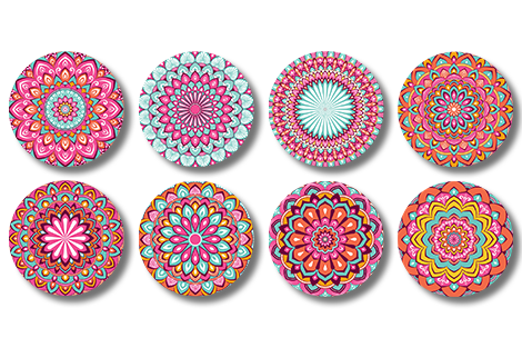 Ronde onderzetters - Set mandala 1-3