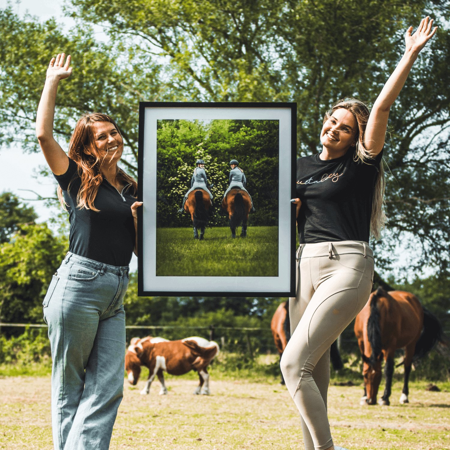 Poster met lijst paarden